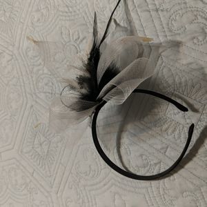 Black and white fascinator headband